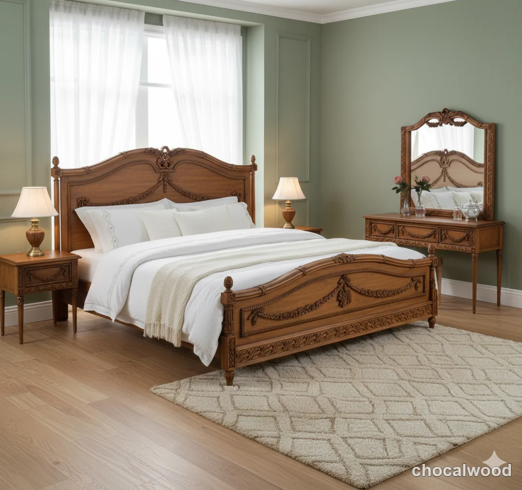 سرویس خواب دو نفره گل آرا - چوکال وود - تصویر 8