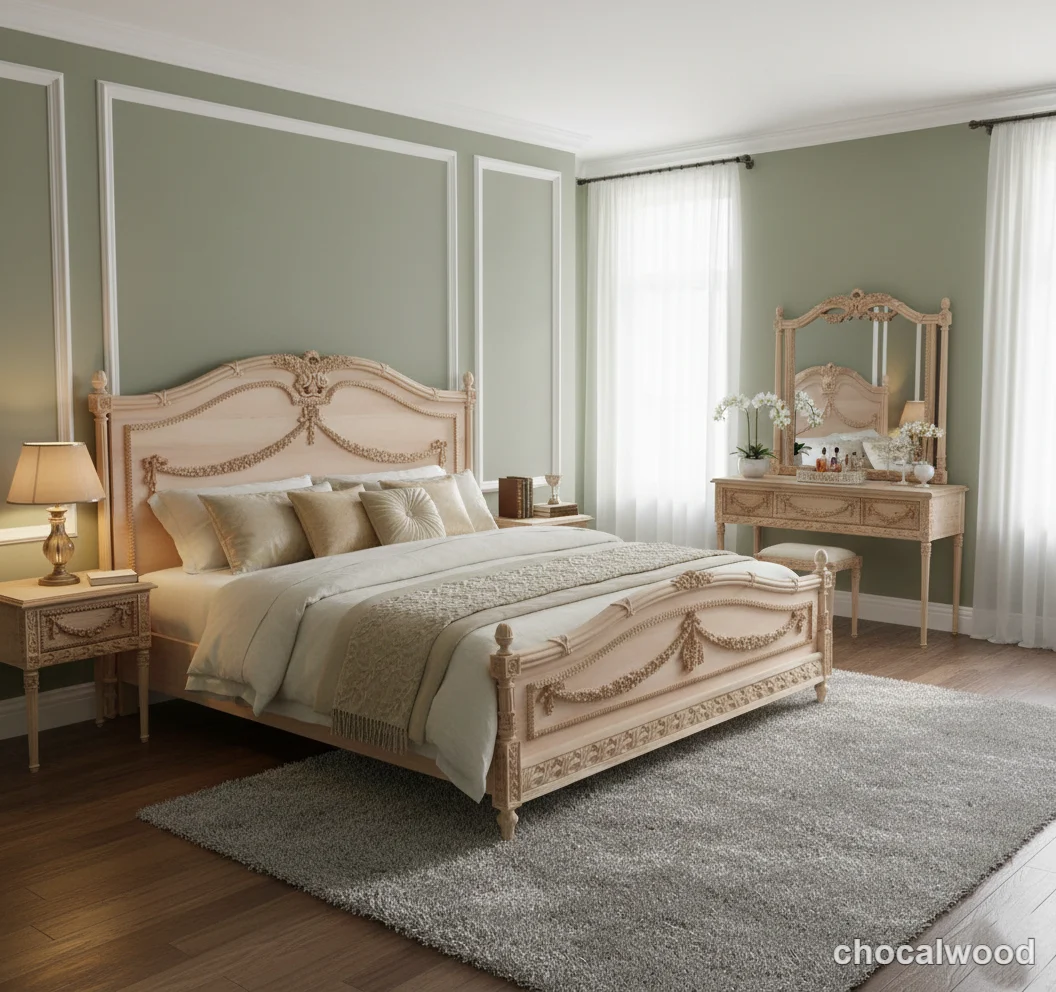 سرویس خواب دو نفره گل آرا - چوکال وود