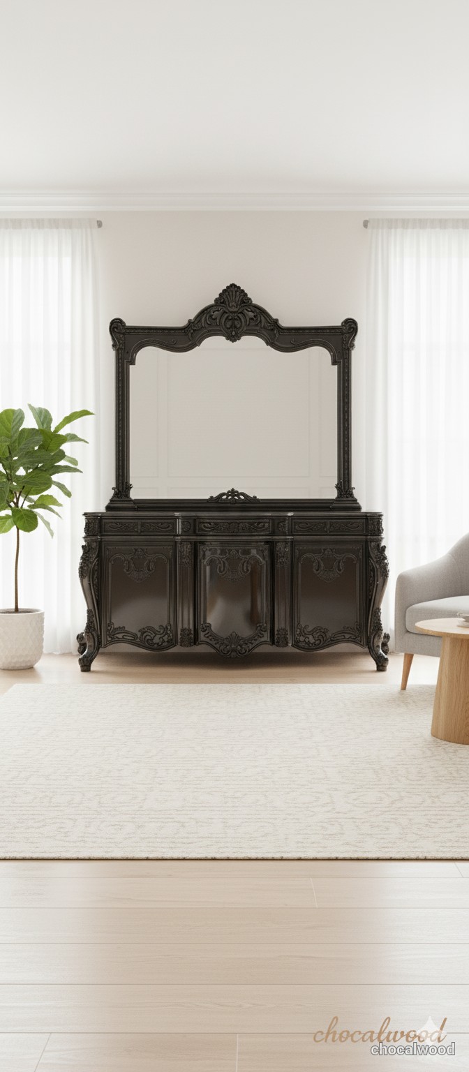 آیینه کنسول تمام چوب