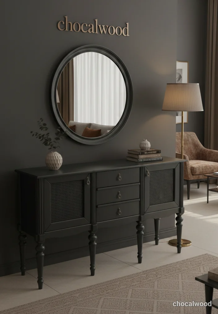 خرید آیینه کنسول و میز تلویزیون ست تمام چوب چوکال - تصویر 3